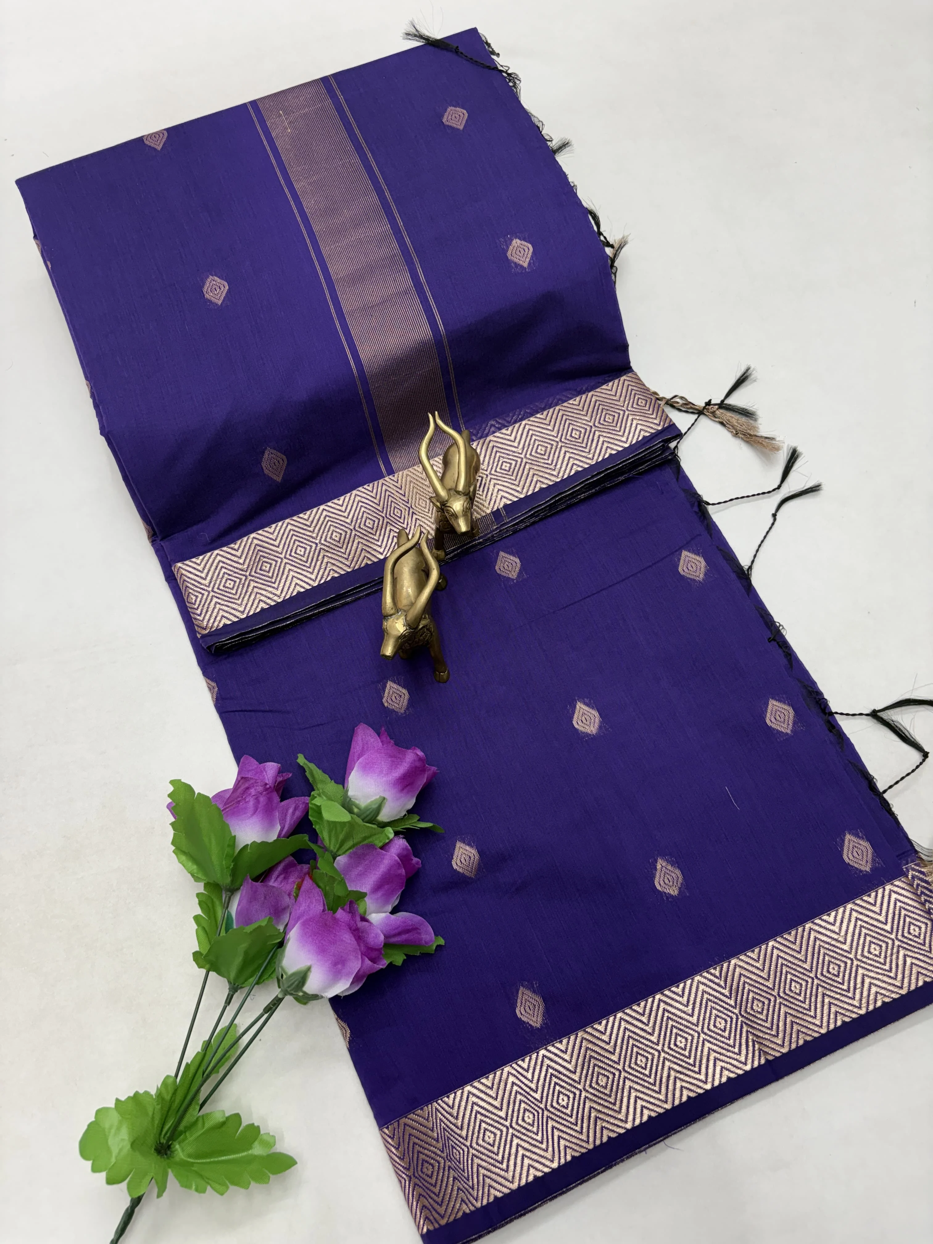 Royal Purple Silk Cotton Saree - Actress Nayanthara Inspired